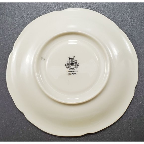 Castleton China Vintage EMPIRE Footed Tea Cup & Saucer Set Blue Wreath Gold Trim - Picture 9 of 10